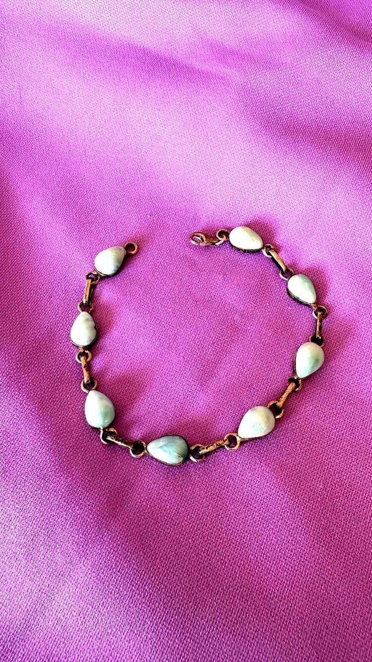 Sterling Silver Blue Chalcedony Teardrop Bracelet – Estate Artisan Jewelry